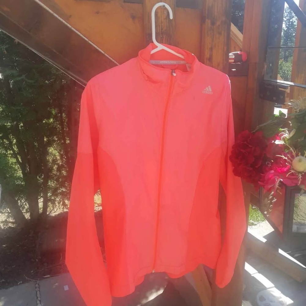 Adidas Orange Athletic Jacket Lightweight Sporty Design